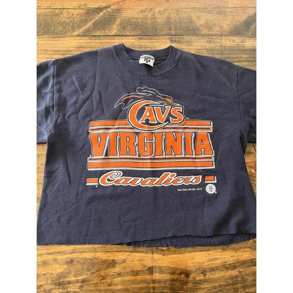 Lee Virginia Cavaliers Sweatshirt Mens L Blue 90s USA Vintage Short Sleeve Hem